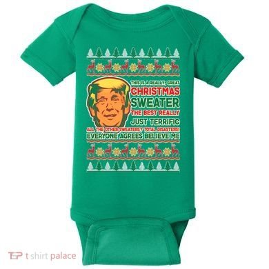 Funny Trump Ugly Christmas Sweater Baby Bodysuit