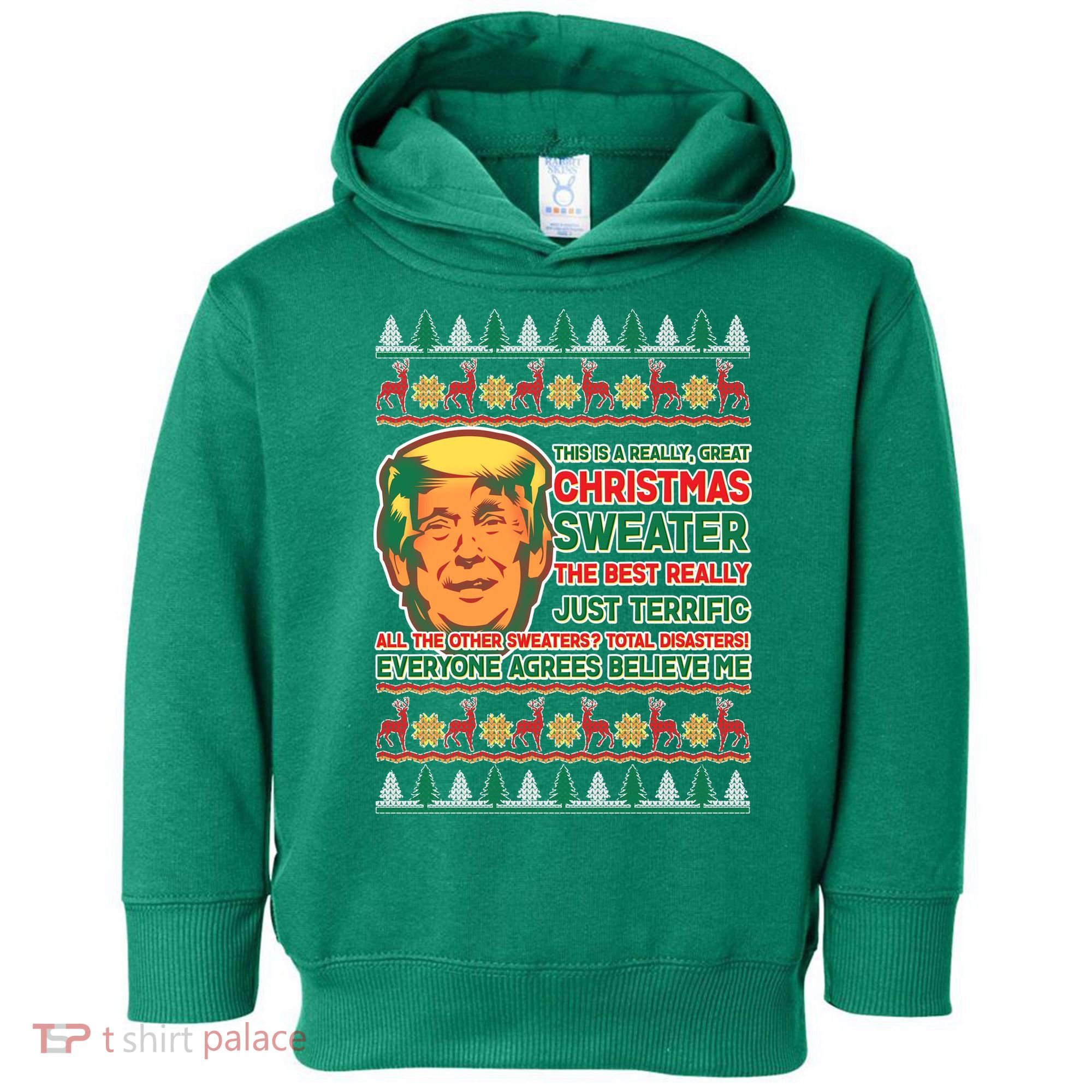 Funny Trump Ugly Christmas Sweater Toddler Hoodie
