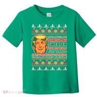 Funny Trump Ugly Christmas Sweater Toddler T-Shirt thumb 0
