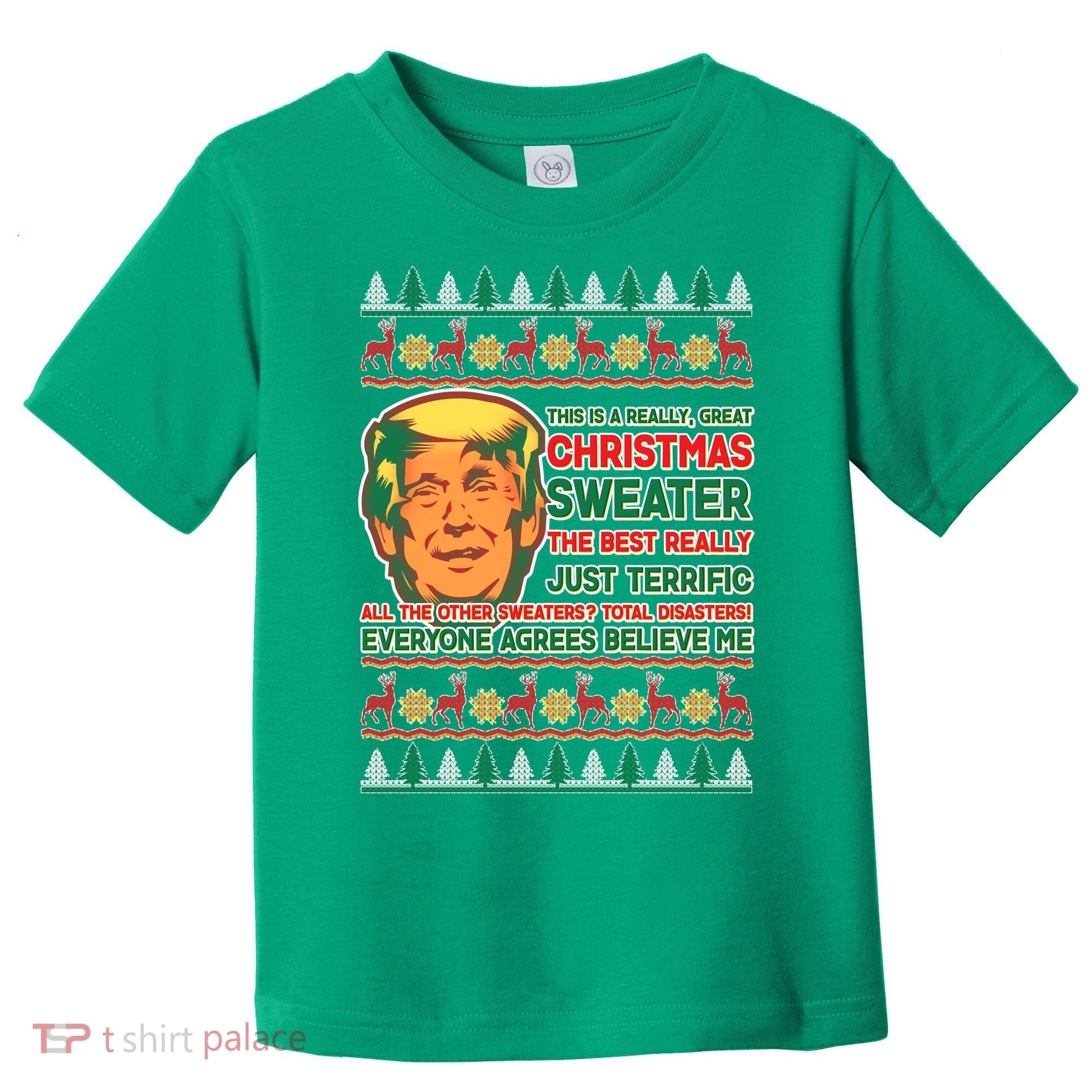 Funny Trump Ugly Christmas Sweater Toddler T-Shirt
