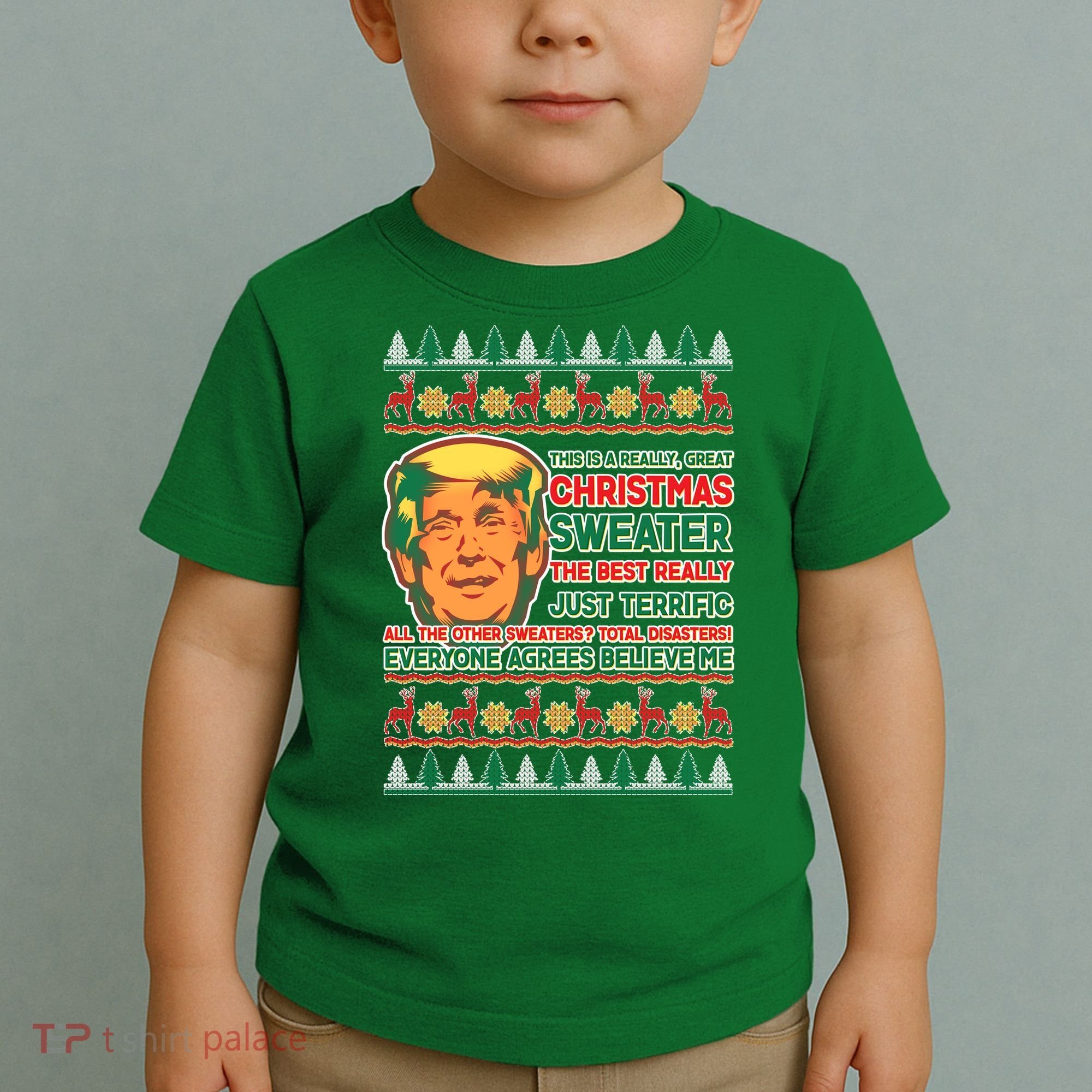 Funny Trump Ugly Christmas Sweater Toddler T-Shirt