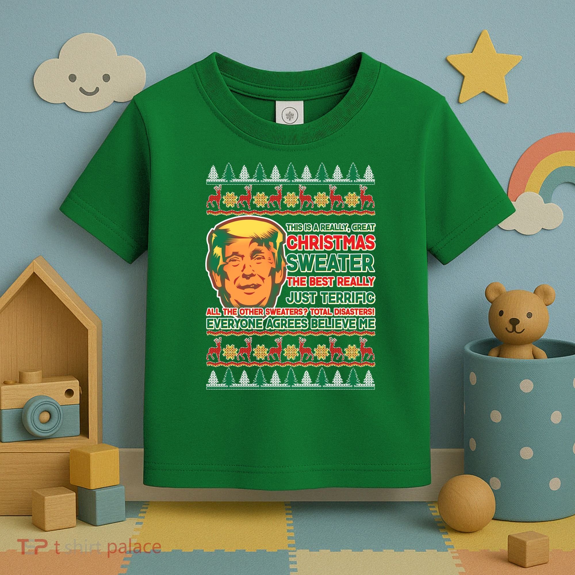 Funny Trump Ugly Christmas Sweater Toddler T-Shirt