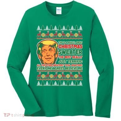 Funny Trump Ugly Christmas Sweater Women's Long Sleeve Shirt