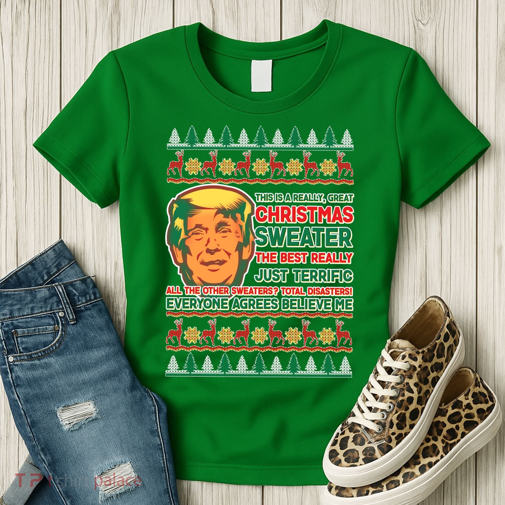 Funny Trump Ugly Christmas Sweater Women's T-Shirt
