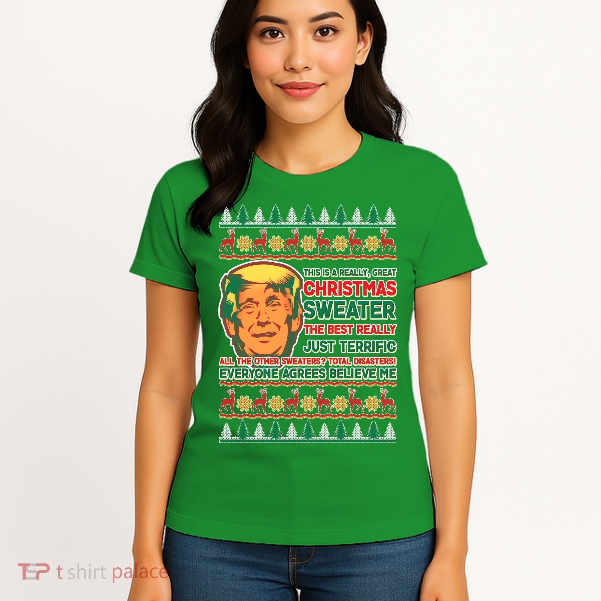 Funny Trump Ugly Christmas Sweater Women's T-Shirt