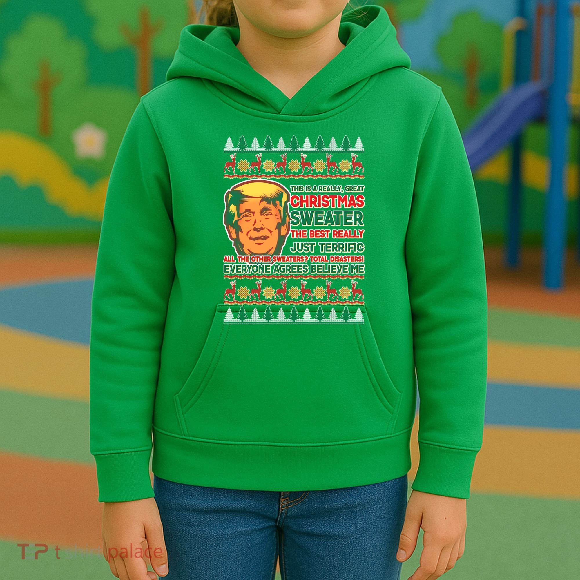 Funny Trump Ugly Christmas Sweater Kids Hoodie