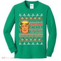Funny Trump Ugly Christmas Sweater Kids Long Sleeve Shirt thumb 0