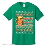 Funny Trump Ugly Christmas Sweater Kids T-Shirt thumb 0