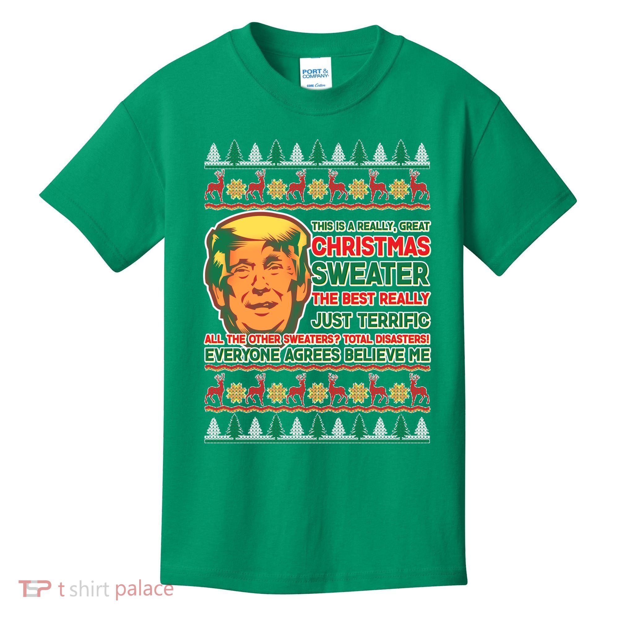 Funny Trump Ugly Christmas Sweater Kids T-Shirt