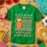 Funny Trump Ugly Christmas Sweater Kids T-Shirt thumb 3