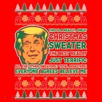 Funny Trump Ugly Christmas Sweater Santa Hat thumb 1