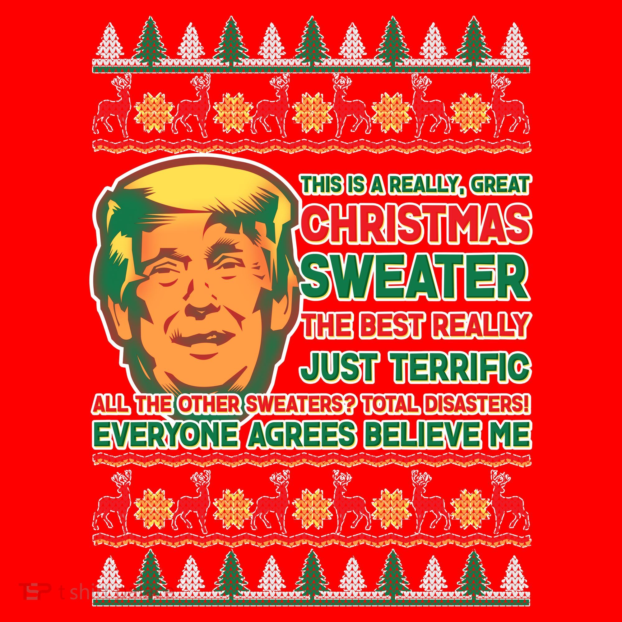 Funny Trump Ugly Christmas Sweater Santa Hat