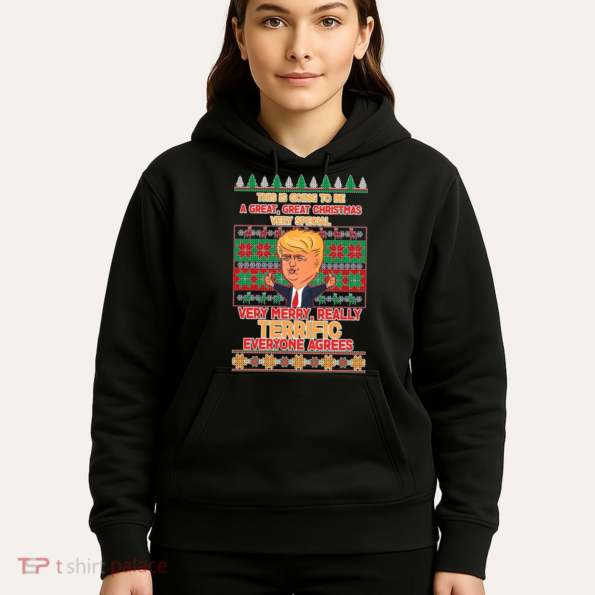 Funny Trump Very Merry Ugly Christmas Sweater Hoodie