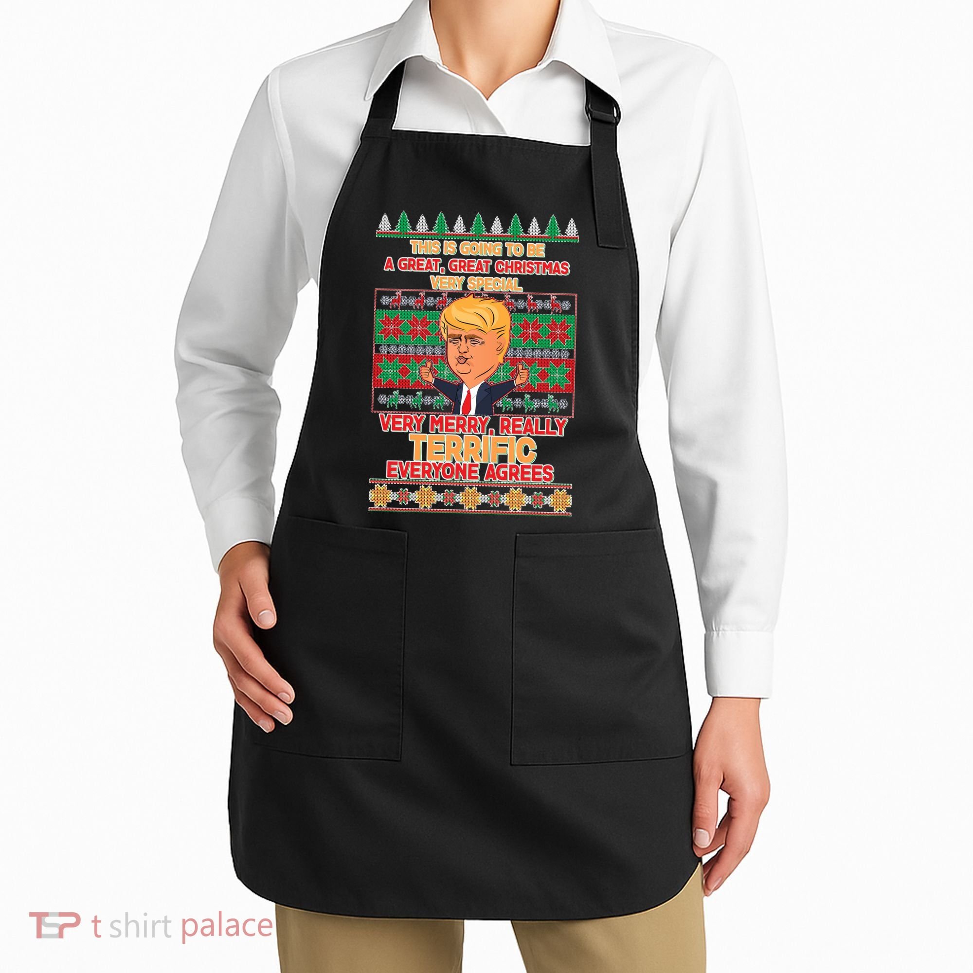Funny Trump Very Merry Ugly Christmas Sweater Apron