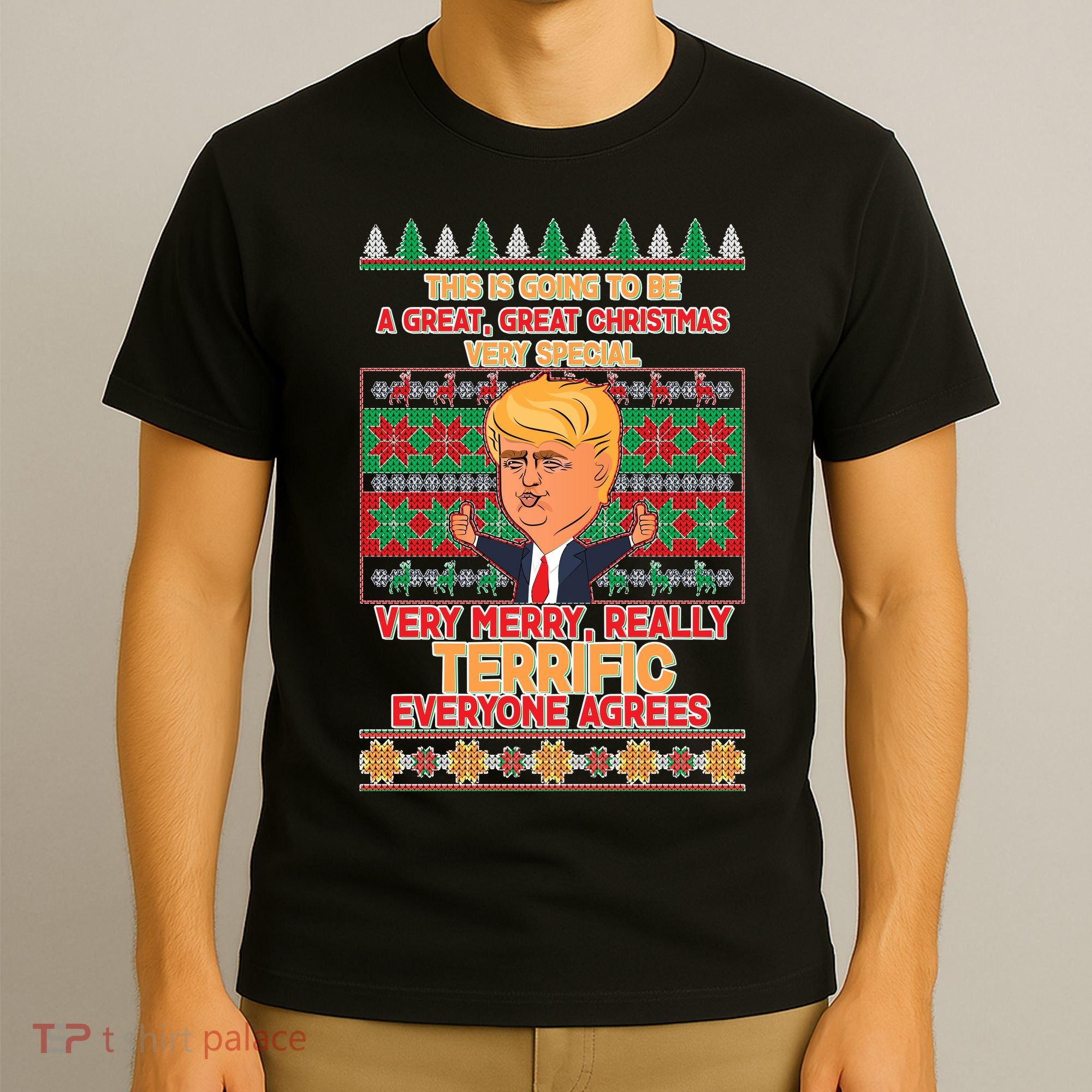 Funny Trump Very Merry Ugly Christmas Sweater T-Shirt