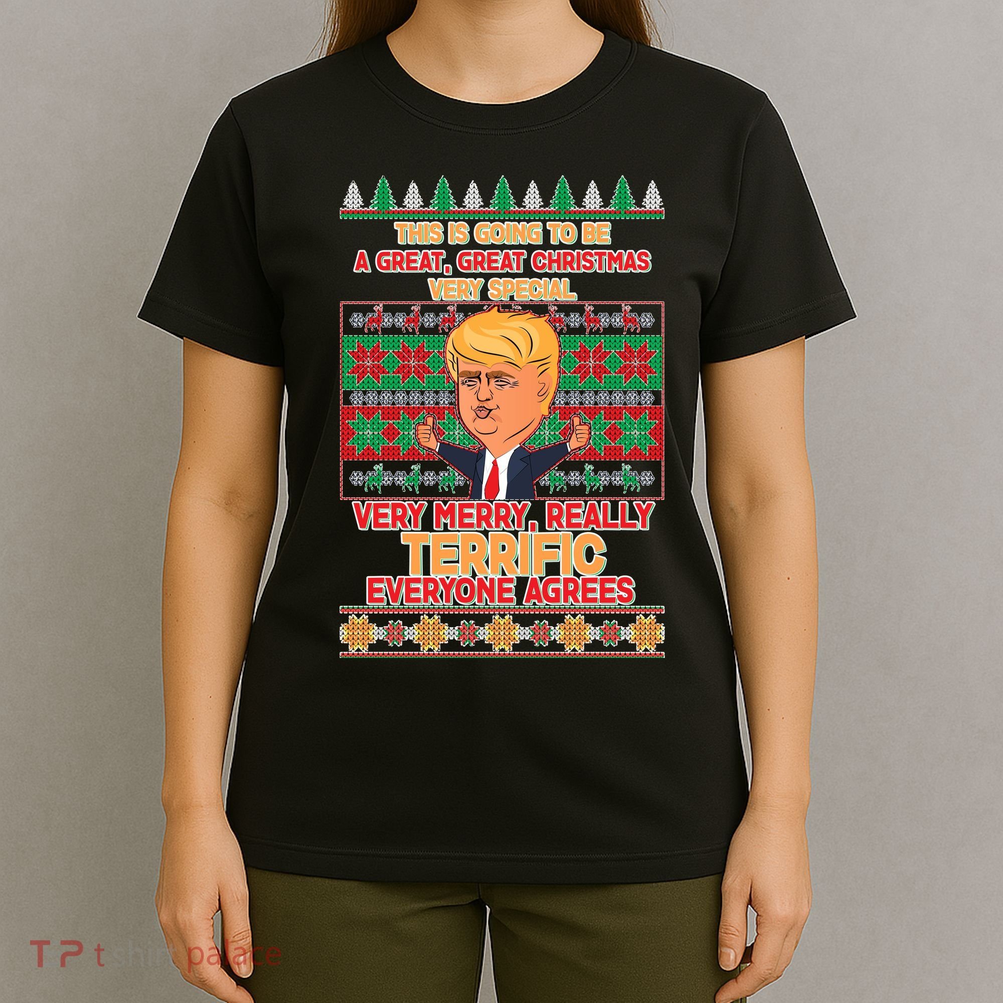 Funny Trump Very Merry Ugly Christmas Sweater T-Shirt