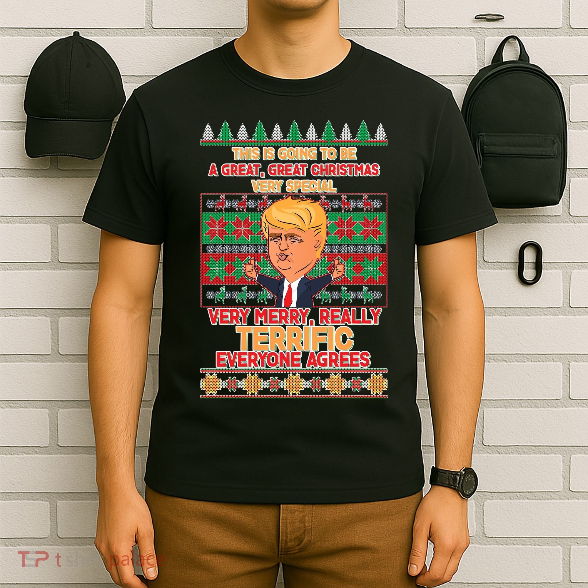 Funny Trump Very Merry Ugly Christmas Sweater T-Shirt