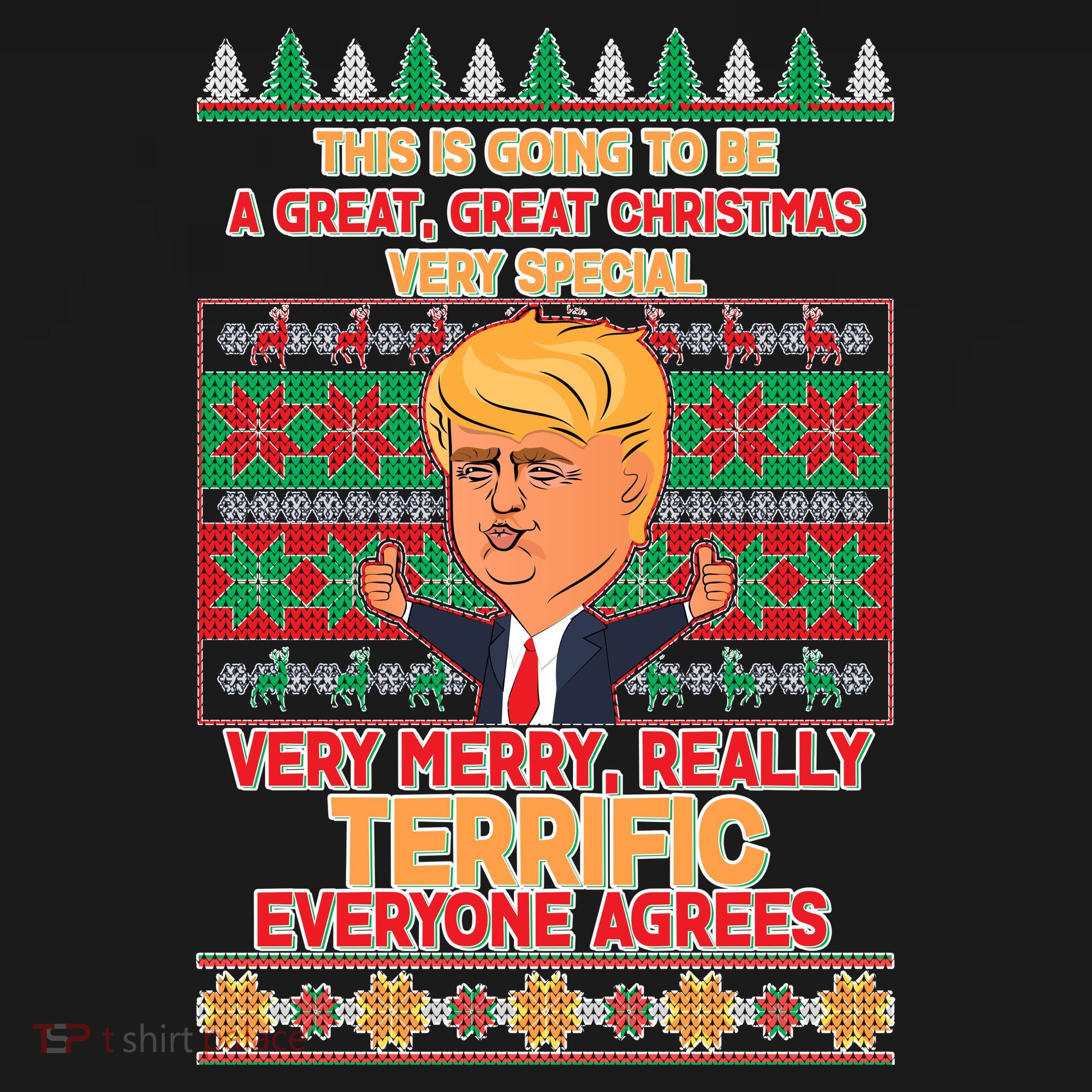 Funny Trump Very Merry Ugly Christmas Sweater Ornament
