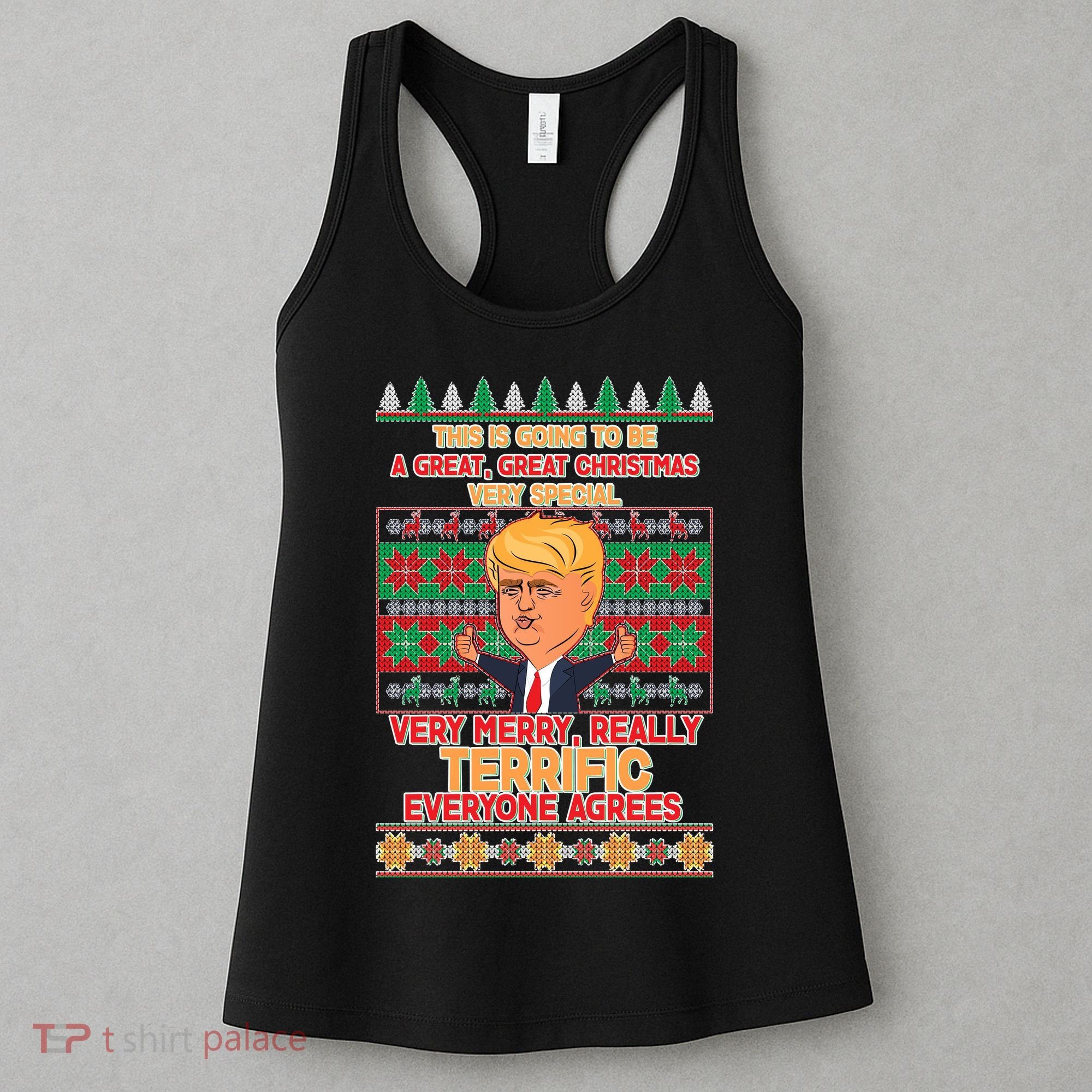 Funny Trump Very Merry Ugly Christmas Sweater Women's Tank Top