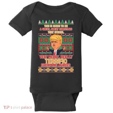 Funny Trump Very Merry Ugly Christmas Sweater Baby Bodysuit