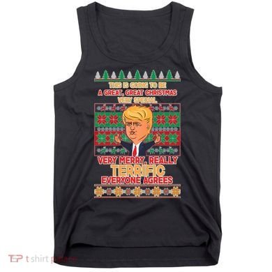 Funny Trump Very Merry Ugly Christmas Sweater Tank Top