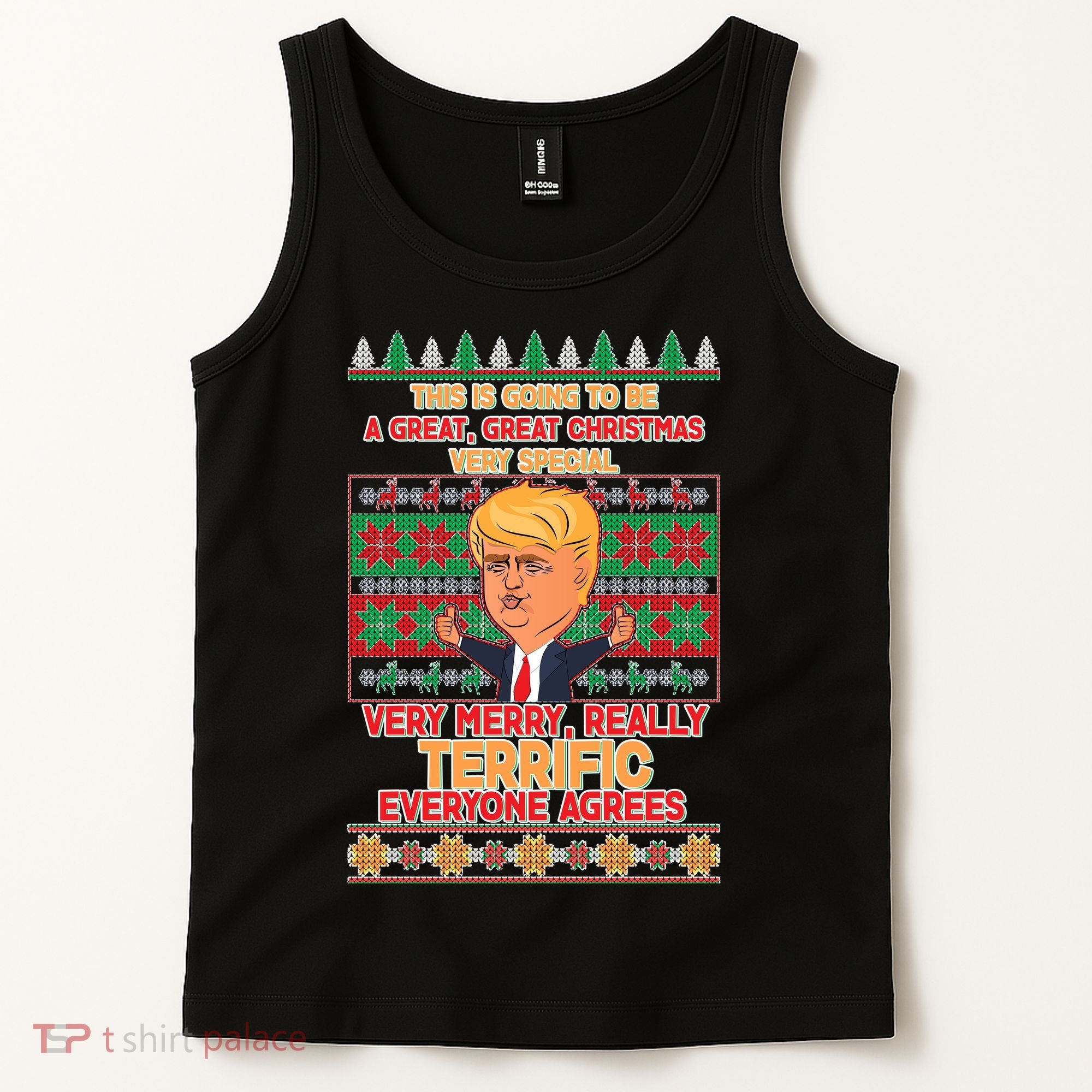 Funny Trump Very Merry Ugly Christmas Sweater Tank Top