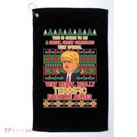 Funny Trump Very Merry Ugly Christmas Sweater Golf Towel thumb 0