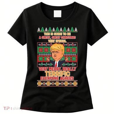 Funny Trump Very Merry Ugly Christmas Sweater Women's T-Shirt
