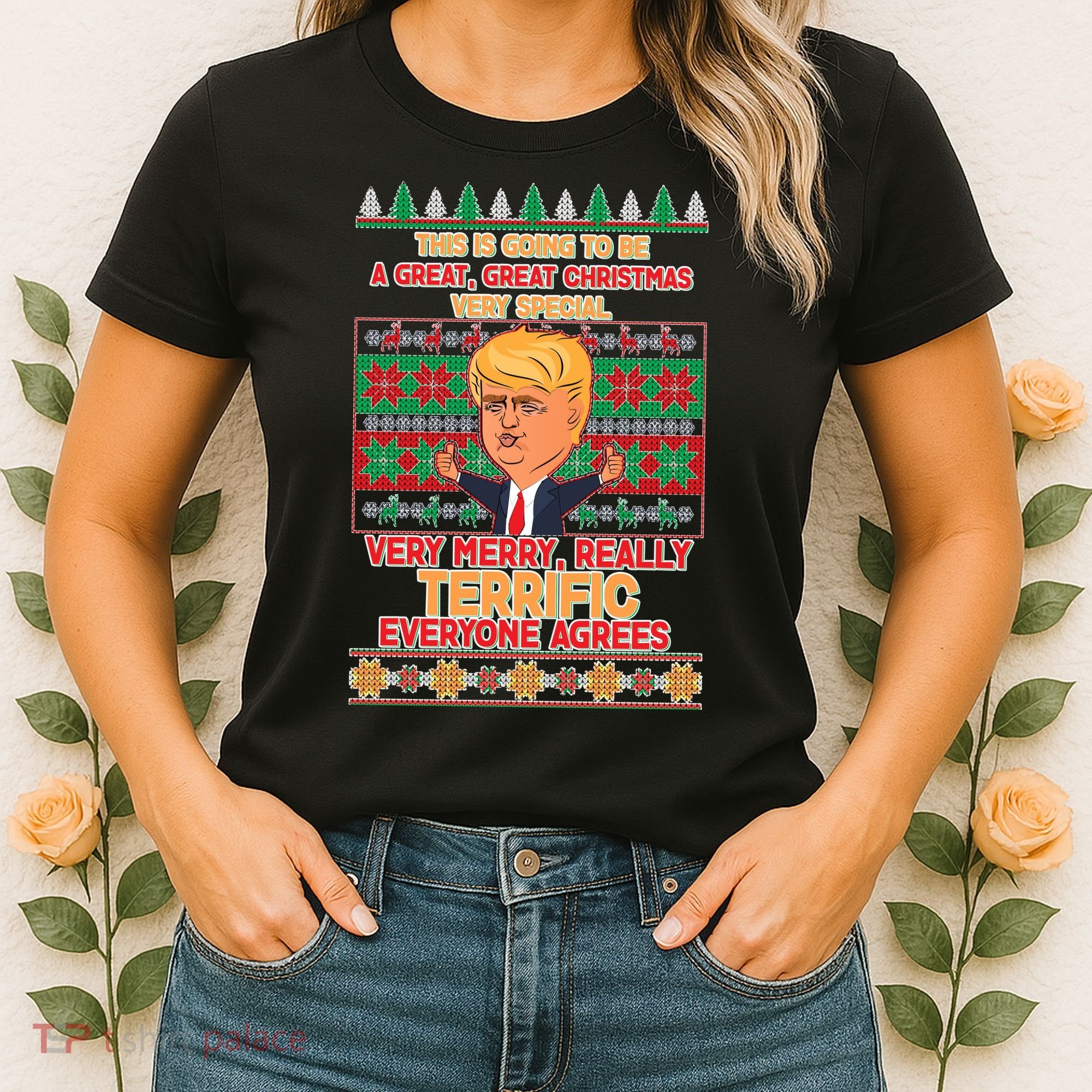 Funny Trump Very Merry Ugly Christmas Sweater Women's T-Shirt