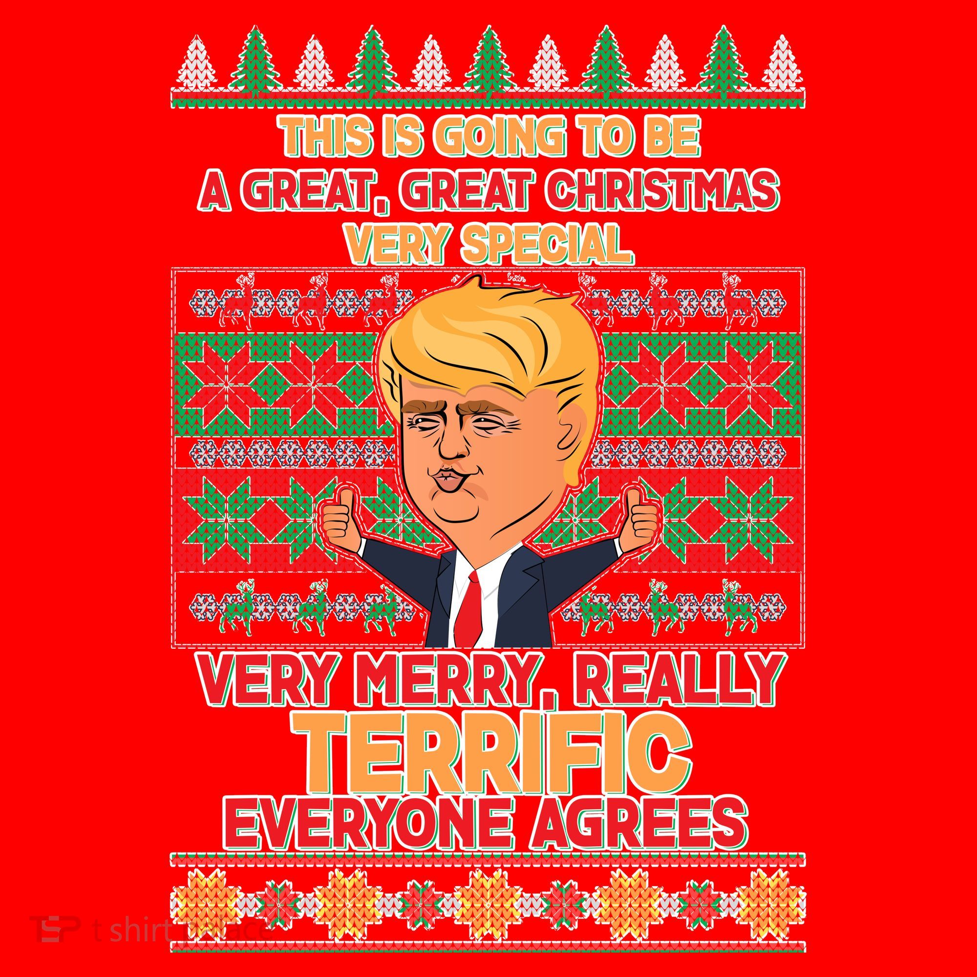 Funny Trump Very Merry Ugly Christmas Sweater Santa Hat