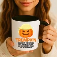 Funny Trumpkin Thrown Out In November Coffee Mug thumb 3