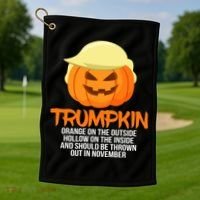 Funny Trumpkin Thrown Out In November Golf Towel thumb 1