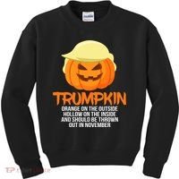 Funny Trumpkin Thrown Out In November Kids Sweatshirt thumb 0