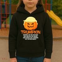 Funny Trumpkin Thrown Out In November Kids Hoodie thumb 3