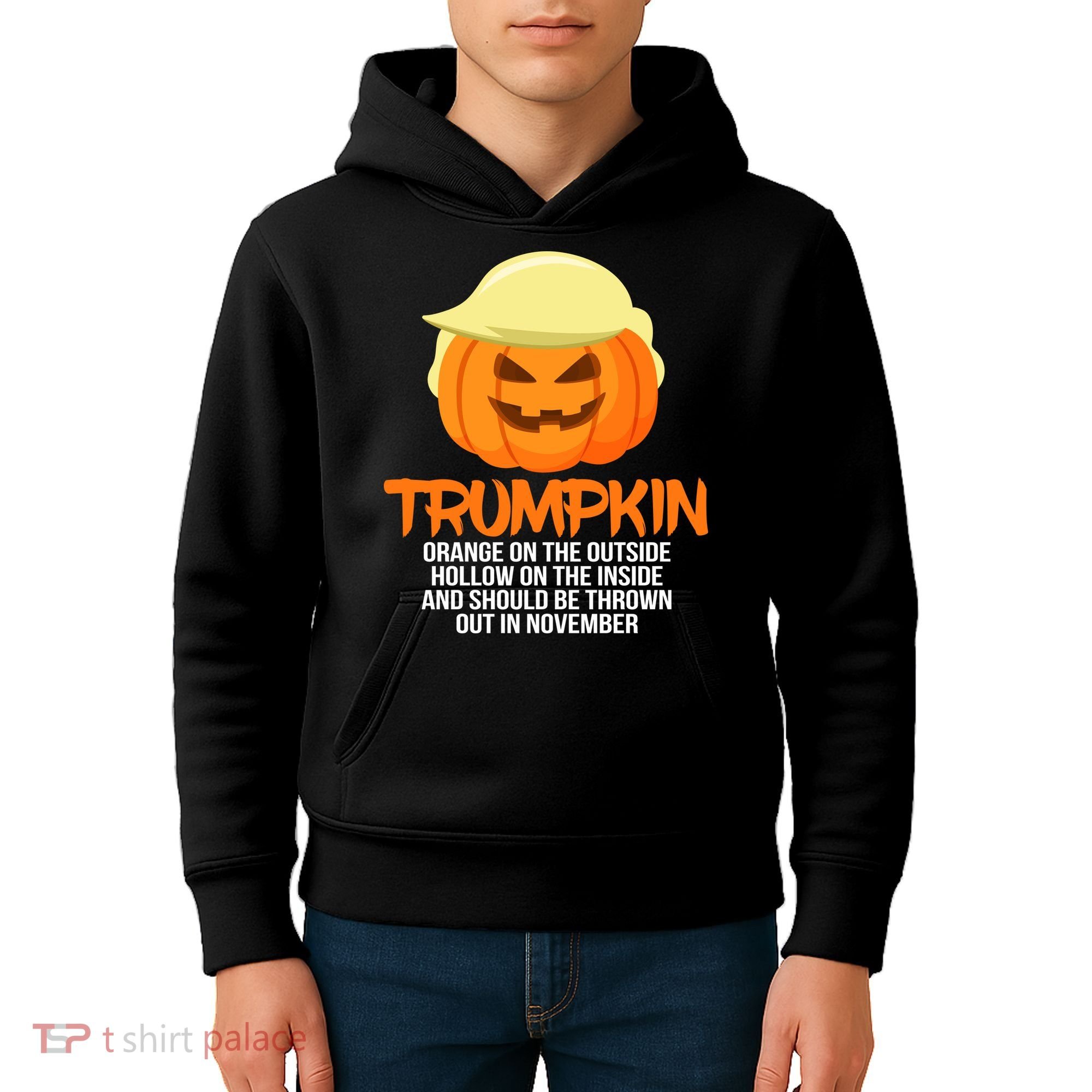 Funny Trumpkin Thrown Out In November Kids Hoodie