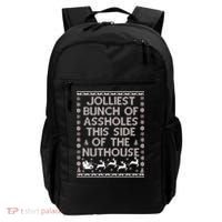 Funny Ugly Christmas Sweater Jolliest Bunch of Asshole Nuthouse Backpack thumb 0