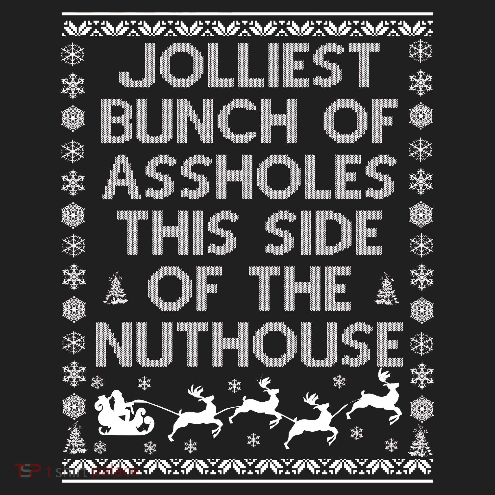 Funny Ugly Christmas Sweater Jolliest Bunch of Asshole Nuthouse Beanie