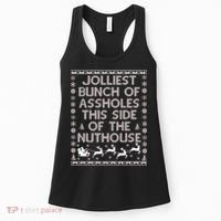 Funny Ugly Christmas Sweater Jolliest Bunch of Asshole Nuthouse Women's Tank Top thumb 0