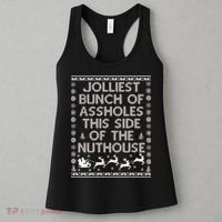 Funny Ugly Christmas Sweater Jolliest Bunch of Asshole Nuthouse Women's Tank Top thumb 3