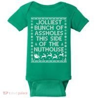 Funny Ugly Christmas Sweater Jolliest Bunch of Asshole Nuthouse Baby Bodysuit thumb 0