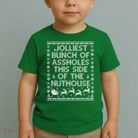 Funny Ugly Christmas Sweater Jolliest Bunch of Asshole Nuthouse Toddler T-Shirt thumb 2