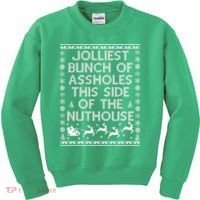 Funny Ugly Christmas Sweater Jolliest Bunch of Asshole Nuthouse Kids Sweatshirt thumb 0