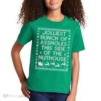 Funny Ugly Christmas Sweater Jolliest Bunch of Asshole Nuthouse Kids T-Shirt thumb 2
