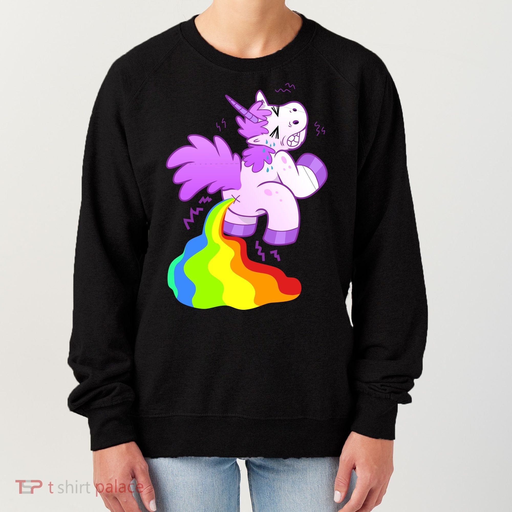 Funny Unicorn Pooping A Rainbow Women's Sweatshirt