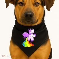 Funny Unicorn Pooping A Rainbow USA-Made Doggie Bandana thumb 1