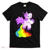 Funny Unicorn Pooping A Rainbow T-Shirt thumb 0