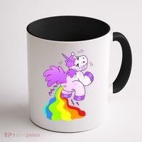 Funny Unicorn Pooping A Rainbow Coffee Mug thumb 1