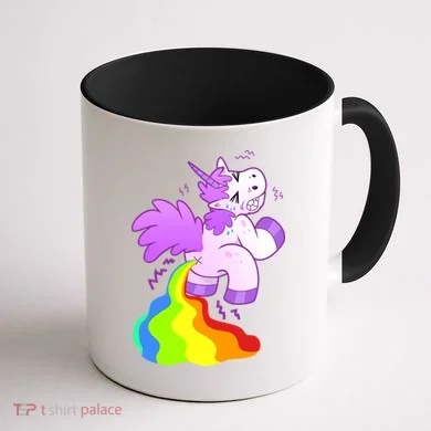 Funny Unicorn Pooping A Rainbow Coffee Mug back