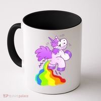 Funny Unicorn Pooping A Rainbow Coffee Mug thumb 0