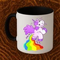 Funny Unicorn Pooping A Rainbow Coffee Mug thumb 2